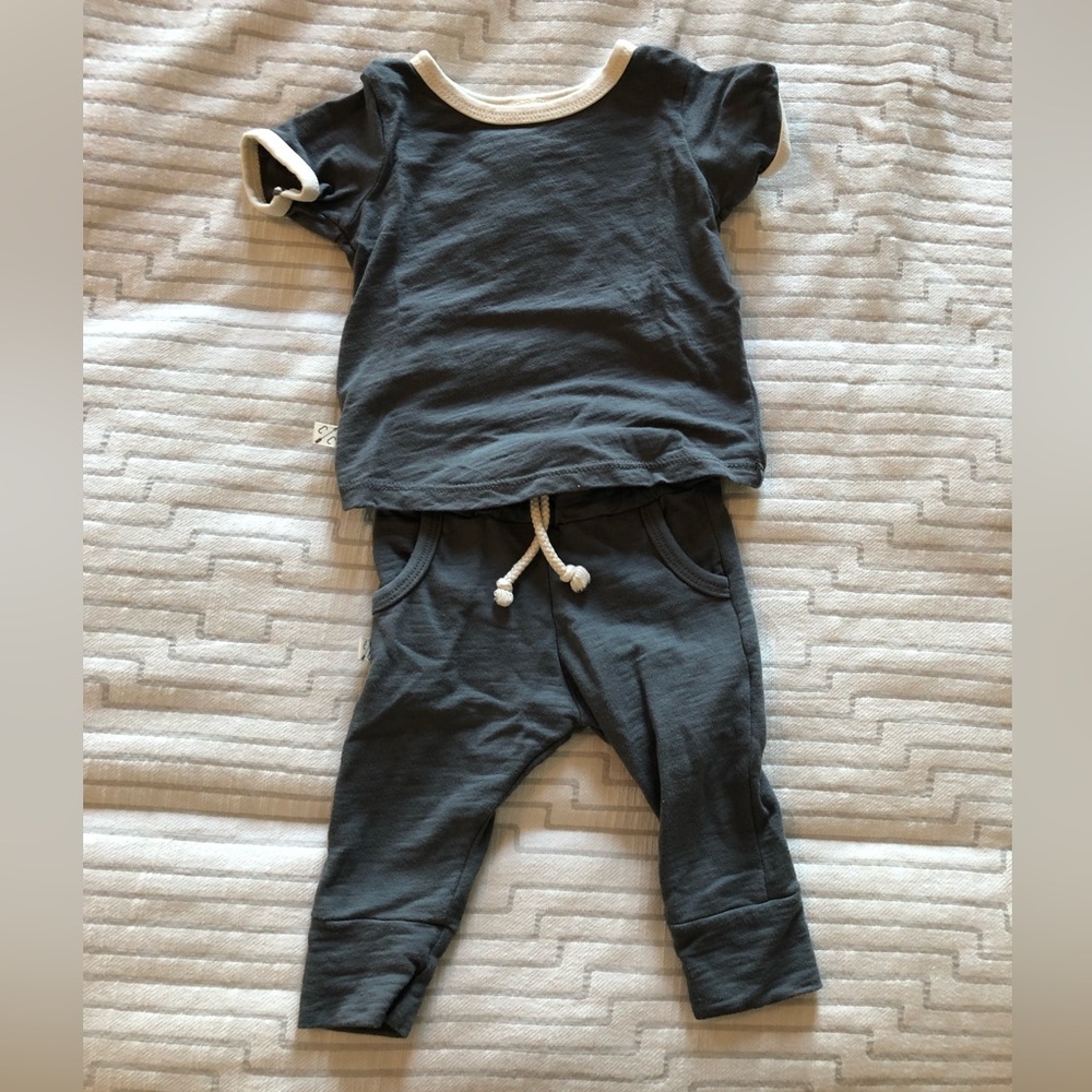 Childhoods Clothing Slate Ringer Tee and Joggers 3-6 Months